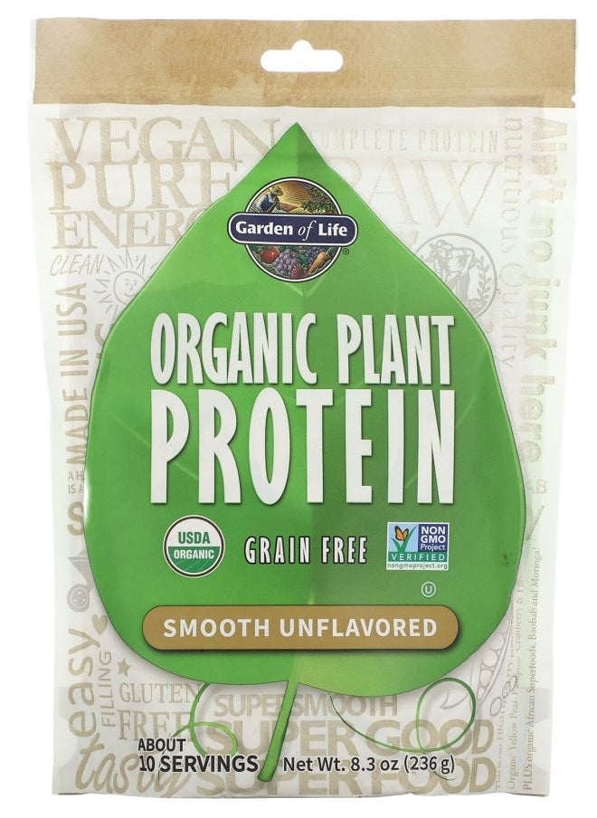 Garden of Life Organic Plant Protein Grain Free Smooth Unflavored 8.3 oz (236 g) 