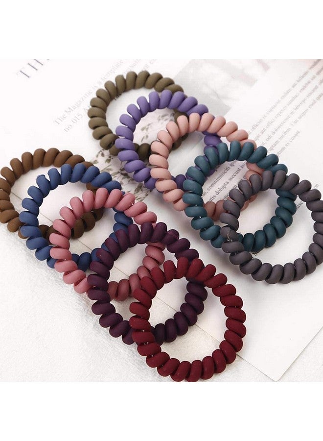 Talora 10 Piece Hair Ties For Thick Hair, Coil Elastics Hair Ties, Multicolor Medium Spiral Hair Ties, No Crease Hair Coils, Telephone Cord Plastic Hair Ties For Women And Girls (Matte color) - Image 2