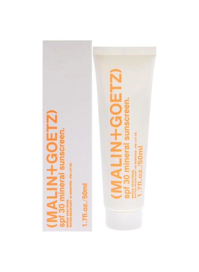 Malin + Goetz SPF 30 Mineral Sunscreen, 1.7 fl. oz. – Hydrating Mineral Sunscreen for Anti-Aging, Sunscreen Moisturizer, Sunscreen for Face & Body, Lightweight Lotion with SPF - Image 1