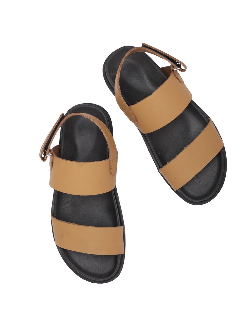 Men's sandal made of all-natural leather - modern design, luxurious leather sole, and comfortable back closure - available in different colors and sizes
