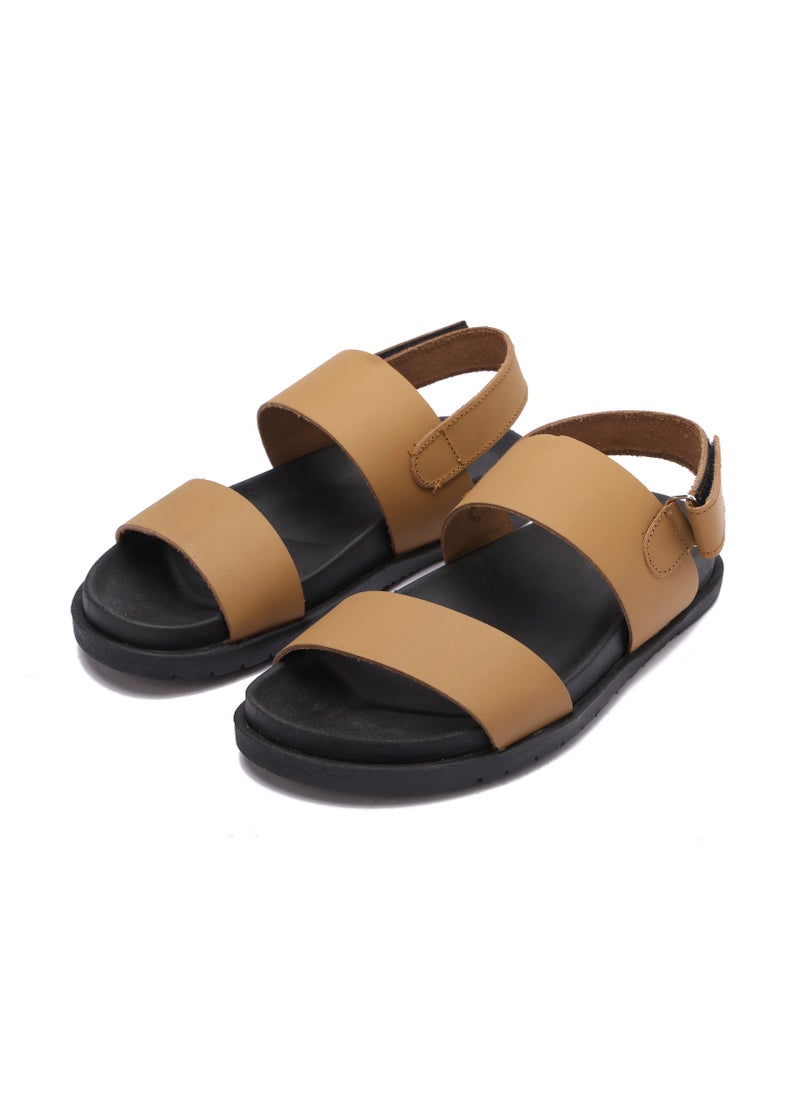 Men's sandal made of all-natural leather - modern design, luxurious leather sole, and comfortable back closure - available in different colors and sizes