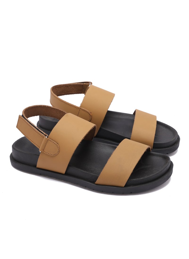 Men's sandal made of all-natural leather - modern design, luxurious leather sole, and comfortable back closure - available in different colors and sizes