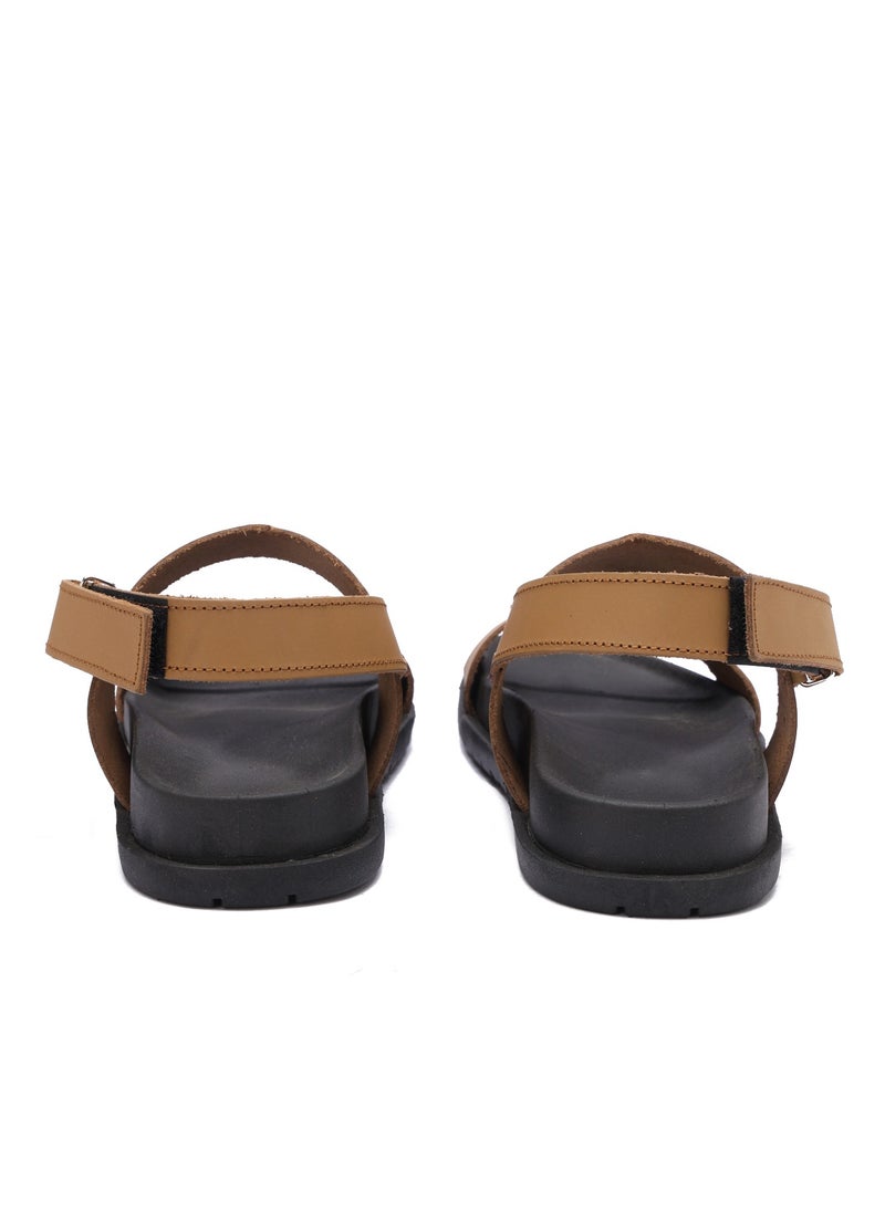 Men's sandal made of all-natural leather - modern design, luxurious leather sole, and comfortable back closure - available in different colors and sizes