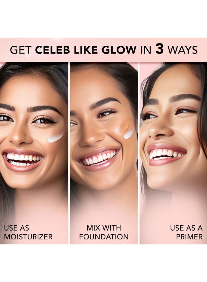 فاسيسكانادا كريم ستروب - ذهبي، ٣٠ مل | برايمر + هايلايتر + مرطب | زبدة الشيا وحمض الهيالورونيك | ترطيب مكثف | بشرة ندية مشرقة خالية من العيوب | قاعدة مكياج مضيئة ومتألقة - Image 3