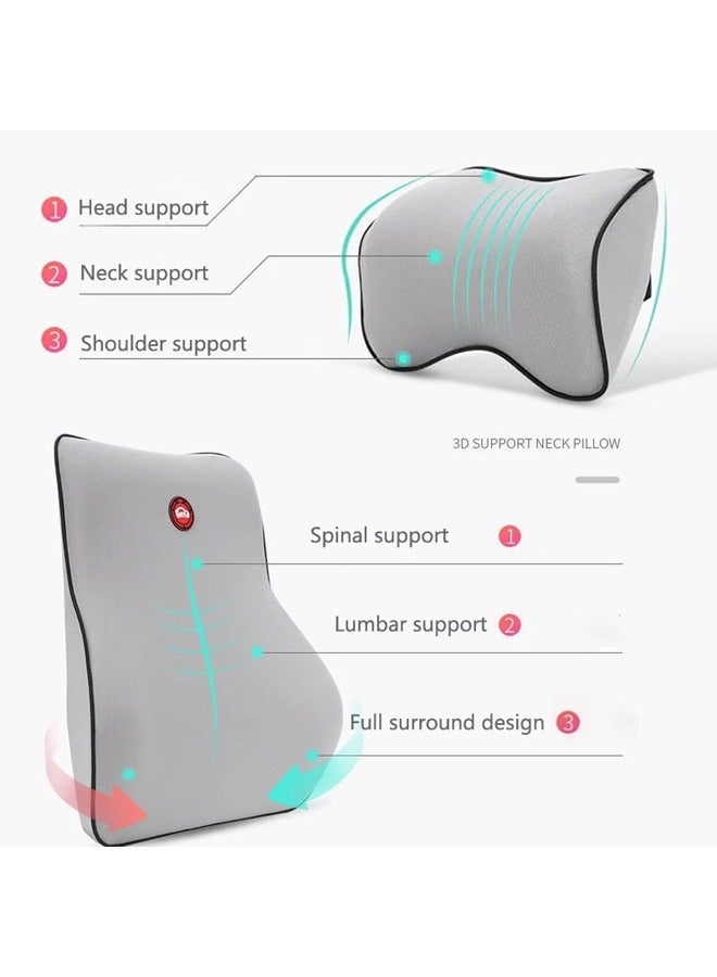 مجموعة وسادة ظهر مقعد السيارة من قطعة واحدة، وسادة ظهر قابلة للإزالة وجيدة التهوية، ودعم الرقبة والظهر، وسادة ظهر مريحة من إسفنج الذاكرة، وسادة قابلة للتعديل عالمية لموديلات السيارات المتعددة، رمادي - Image 4