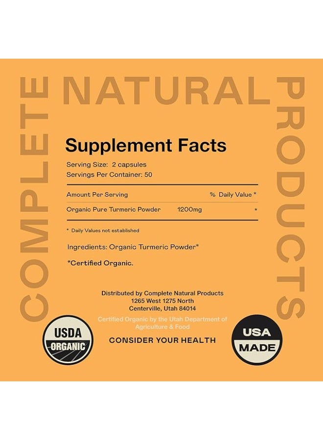 Complete Natural Products Organic Turmeric Capsules 600mg - Pure Curcumin Root Supplement, Raw Root Powder Pills, Organic Supplements for Liver Gallbladder Support Clean Plant Based Formula Made USA Natural Herbal Wellness Aid - Image 4