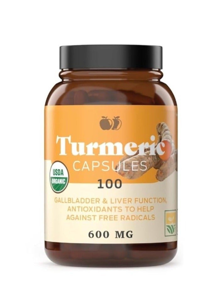 Complete Natural Products Organic Turmeric Capsules 600mg - Pure Curcumin Root Supplement, Raw Root Powder Pills, Organic Supplements for Liver Gallbladder Support Clean Plant Based Formula Made USA Natural Herbal Wellness Aid - Image 1