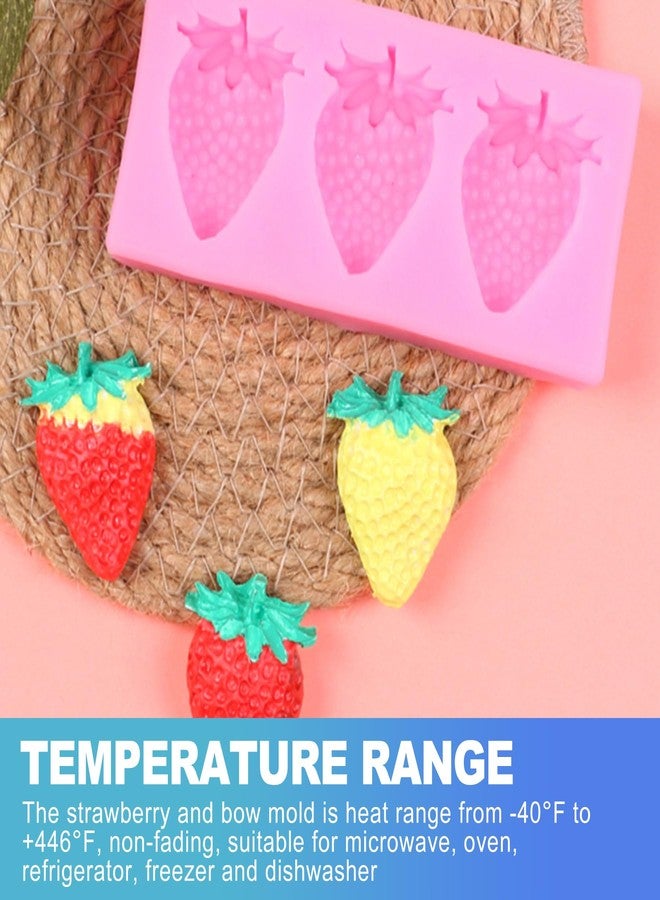 CoguZed 4 Pcs Strawberry and Bow Silicone Molds, Fruit and Leaf Fondant Mold for Chocolate, Candy Making, Cake Decorating and Clay Crafting - Image 4