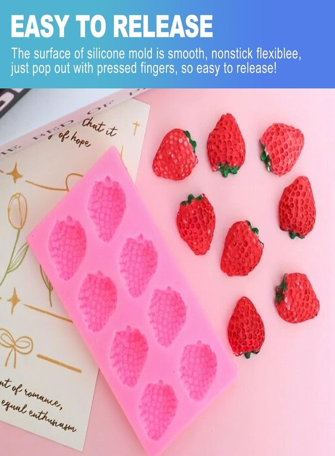 CoguZed 4 Pcs Strawberry and Bow Silicone Molds, Fruit and Leaf Fondant Mold for Chocolate, Candy Making, Cake Decorating and Clay Crafting - Image 5