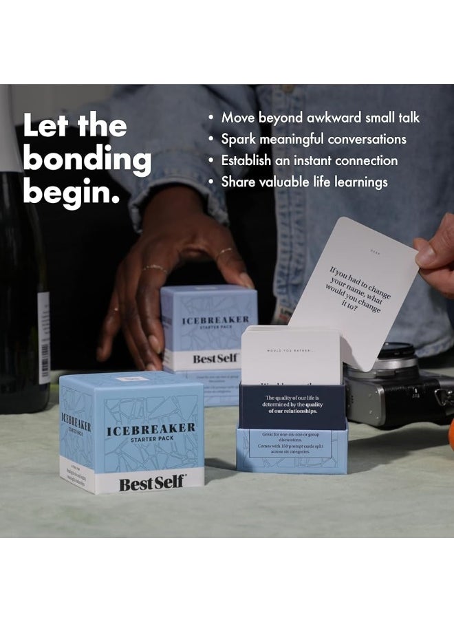 BestSelf Co. - BestSelf Icebreaker Deck - Engaging Icebreaker Game with 150 Conversation Cards Prompts to Create Real Conversations for Friends, Coworkers, Family, Dates, Quality Conversation Cards - Image 1