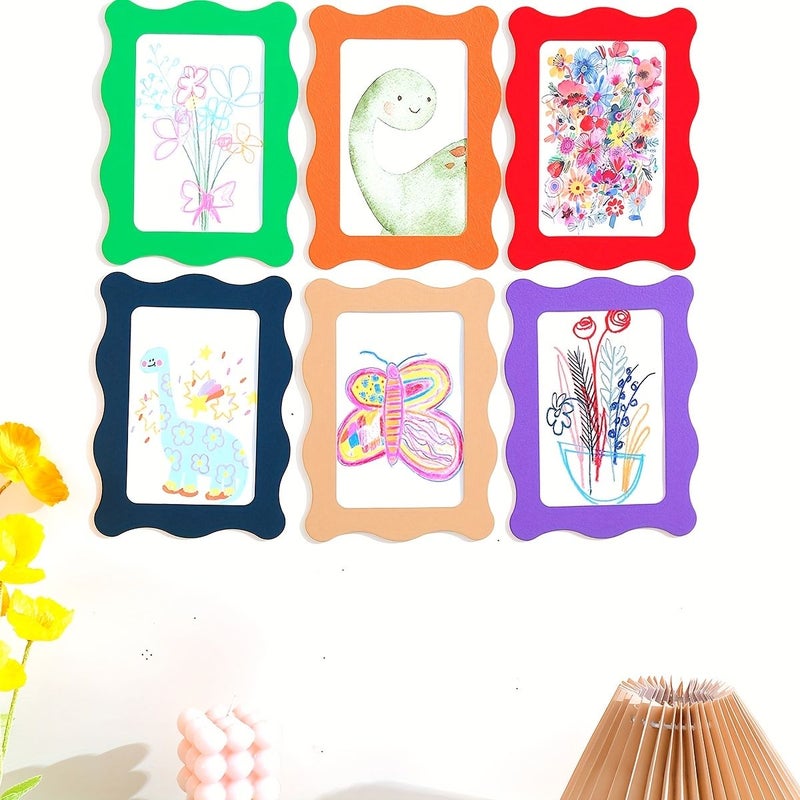 5pcs Mixed Color Wavy Paper Photo Frames Home Office Wedding Party Wall Hanging Decoration - Image 5