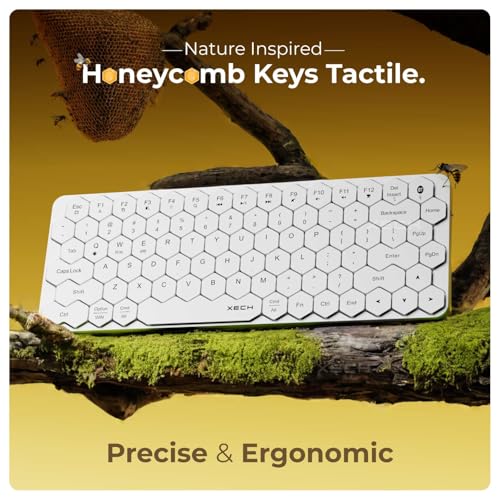 Xech Hive Wireless Bluetooth Keyboard for Laptop & PC | Mini Portable Keyboard for Tablet & Mobile | 83 Honeycomb Keys | Rechargeable Type-C | Small Wireless Keyboard (White) - Image 2