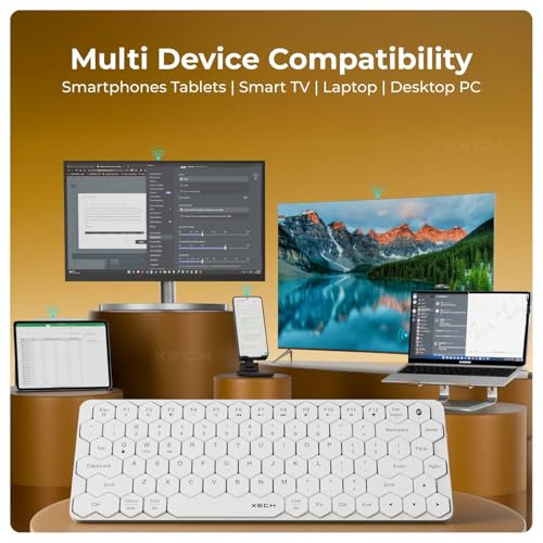 Xech Hive Wireless Bluetooth Keyboard for Laptop & PC | Mini Portable Keyboard for Tablet & Mobile | 83 Honeycomb Keys | Rechargeable Type-C | Small Wireless Keyboard (White) - Image 3
