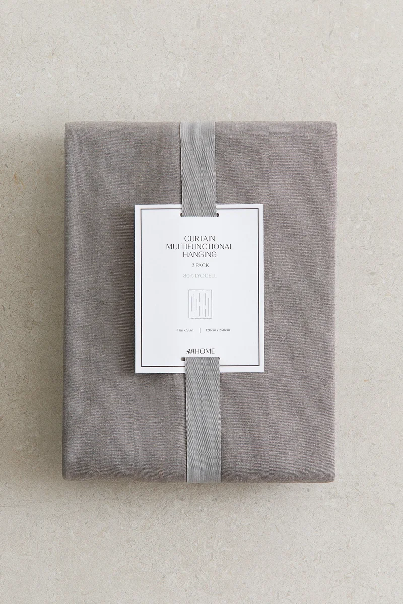 اتش اند ام ستائر من مزيج الكتان - عبوة من قطعتين