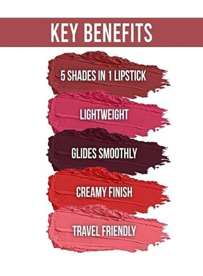 PROTYA Beauty Combo of 2 Fabulous Matte Shades Lip Makeup Set 5 in 1 lipstick Red and Nude Edition (Pack of 2) - Image 5