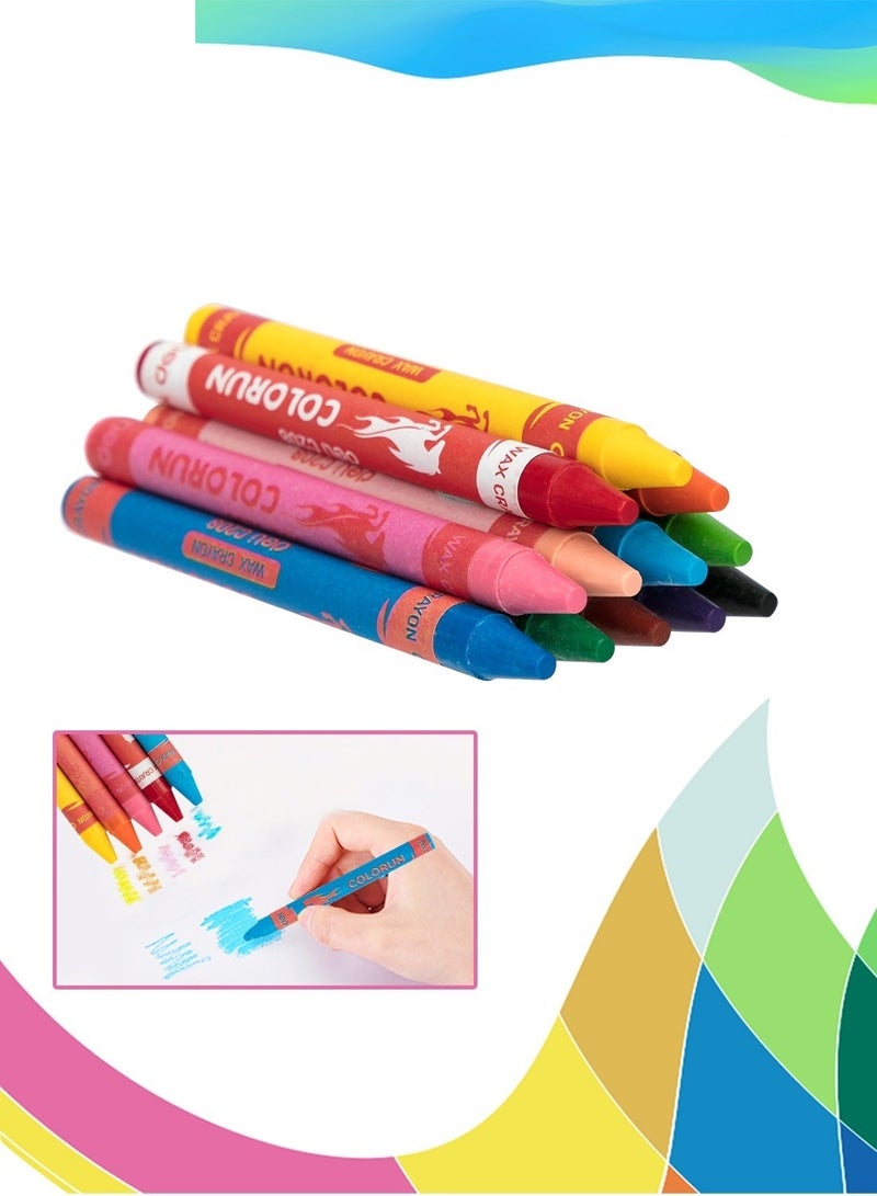 12-Piece Standard Wax Crayon Multicolour Thin Rod Round Barrel Non-toxic School Supplies for Teachers Sudents