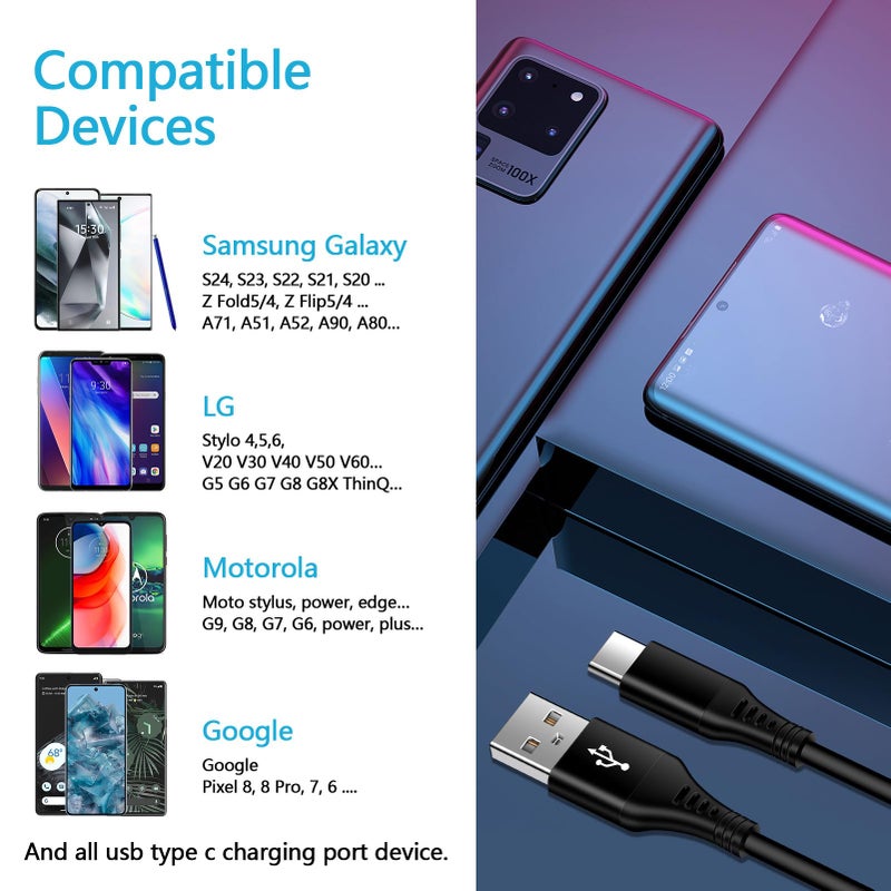 FiveBox 2.5ft Coiled Fast Charging Cable Phone Charger for Samsung Galaxy S25 Edge Plus Z Fold 7 6 5 4 3 2 Flip 7 FE 6 5 4, S24 S23 S22 S21+ Ultra S20 FE 5G, USB A to Type C Car Retractable Phone Charger Cord - Image 4