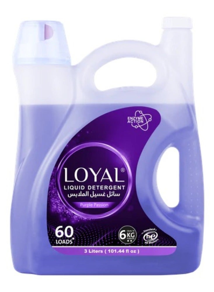 loyal Liquid Detergent Purple Passion With Enzyme Action Up to 60 Loads - 3 Liters - Image 1