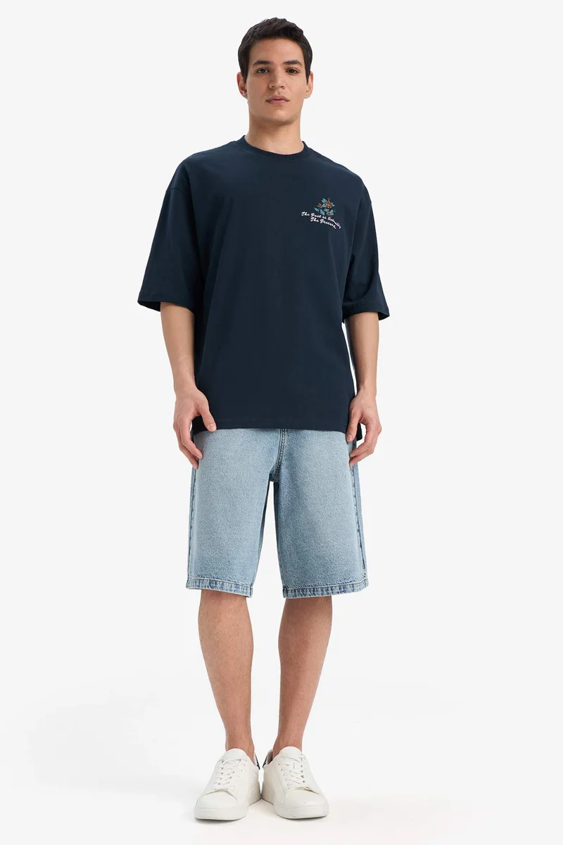 Defacto Loose Fit Crew Neck Printed Short Sleeve T-Shirt