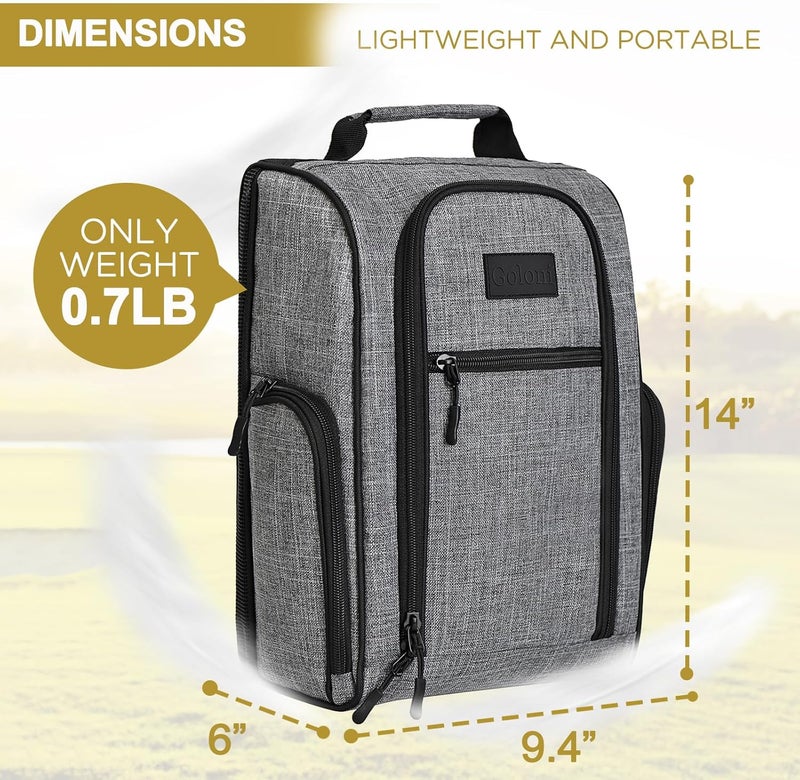 Goloni Ventilated Golf Shoe Bag Men Women Padded Travel Shoe Bag Sport Shoe Carrier Bags with Side Accessory Pockets for Socks, Tees, Golf Balls (Gray) - Image 2