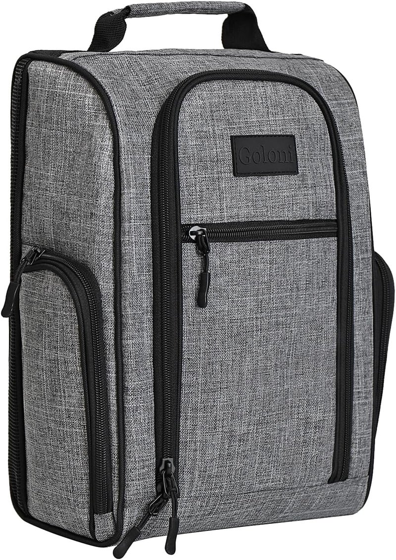 Goloni Ventilated Golf Shoe Bag Men Women Padded Travel Shoe Bag Sport Shoe Carrier Bags with Side Accessory Pockets for Socks, Tees, Golf Balls (Gray) - Image 1