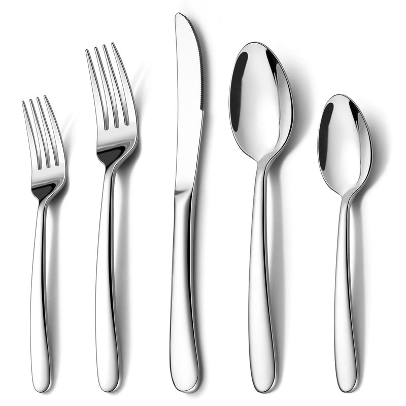 Onader 60 Piece Heavy Duty Silverware Cutlery Set for 12 Stainless Steel Flatware Set - Image 1