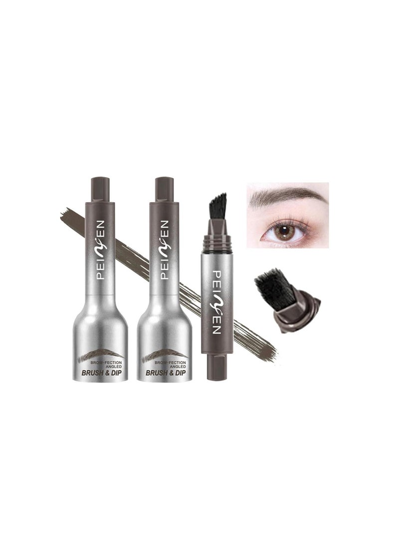 Generic - Black Liquid Eyebrow Brush 2pcs, Brow Fection Angled Brush and Dip, Bristle-Like, Contour Filling, Waterproof and Sweatproof, Quick-Drying, Easy to Create a Natural Eyebrow Shape 04 - Image 1