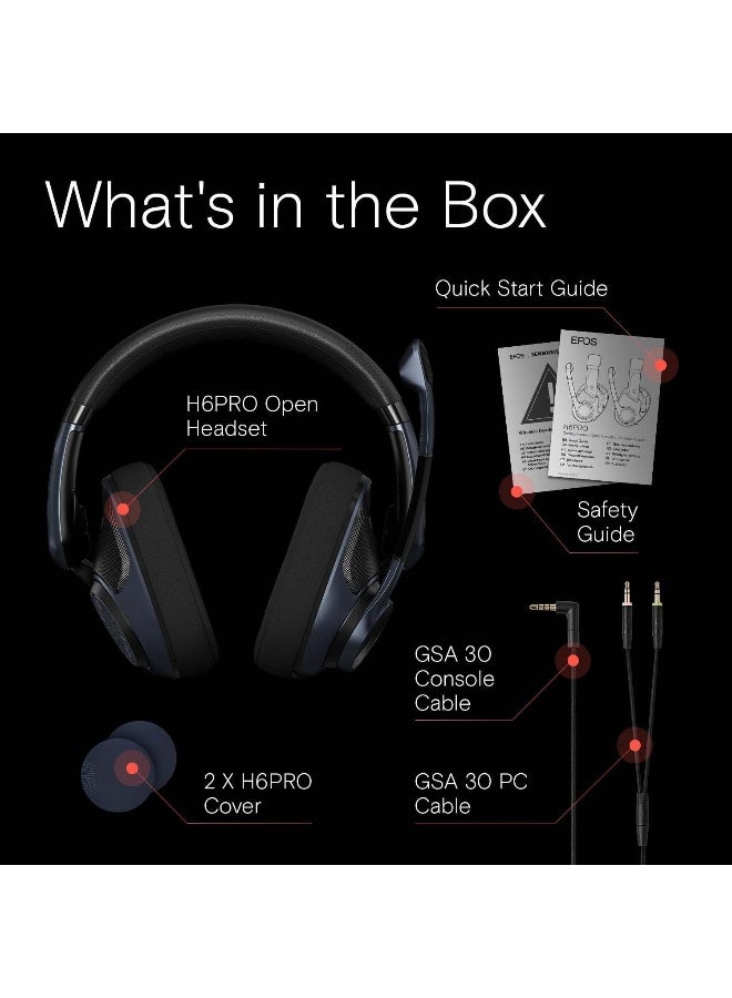 Epos H6 Pro Open Acoustic Gaming Headset With Mic Lightweight Headband Comfortable & Durable Design Xbox Headset Ps4 Headset Ps5 Headset Gaming Accessories Wireless Headset Black, One-size, Wired - Image 5