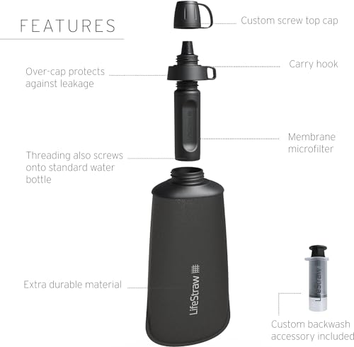 LifeStraw Peak Series Water Filter - 1L, Dark Mountain Gray, Protects Against Bacteria and Parasites, Ultra-Compact and Versatile - Image 2