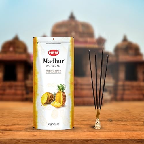 Hem Madhur Pineapple Incense Sticks | Refreshing Tropical Aroma for Meditation & Home Fragrance | Long-Lasting Natural Fragrance | Convenient Zip Pouch | Approx. 80 Sticks | Burns 35-40 Min - Image 3