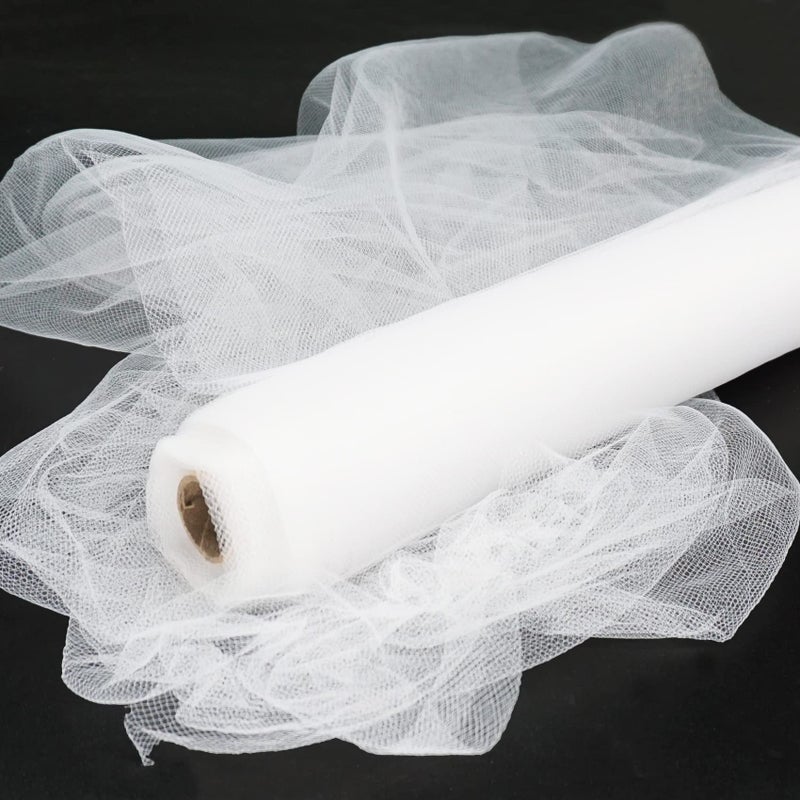 White Tulle Fabric Rolls 54 Inch by 10 Yards 30 ft Tulle Ribbon for Wedding Party Decoration Sheer Fabric Spool Bolt Ceiling Decor Tutu Skirt Christmas Gift Wrapping Soft Drape White