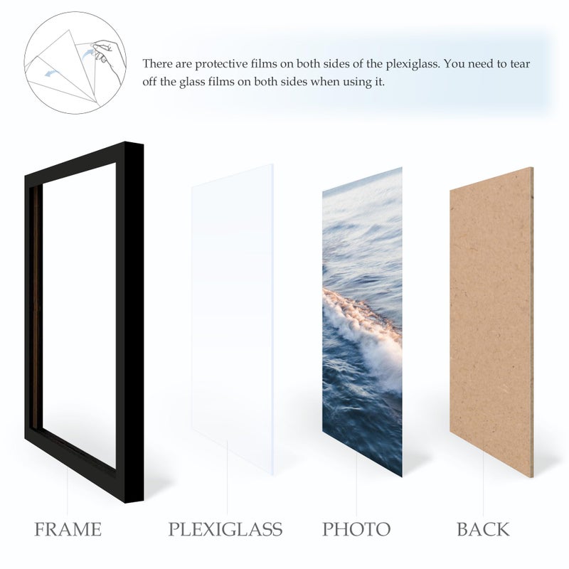 Fisnish 8x10 Picture Frame  for Tabletop Display  Horizontal or Vertical Wall Mounting  Black - Image 4