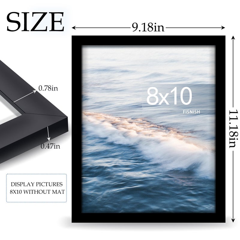 Fisnish 8x10 Picture Frame  for Tabletop Display  Horizontal or Vertical Wall Mounting  Black - Image 3