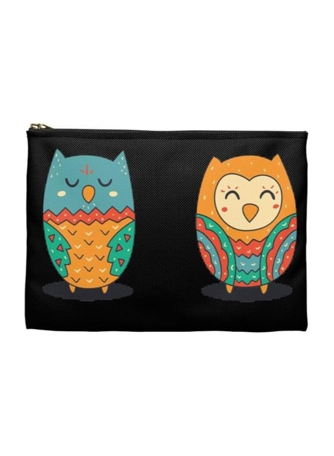 تيديلين حقيبة مكياج بسحاب، تصميم بومة قبلية مطبوعة، 24 × 15 سم، حقيبة تنظيم سفر خفيفة الوزن، حقيبة مستحضرات تجميل متينة للمكياج ومستلزمات النظافة - Image 1