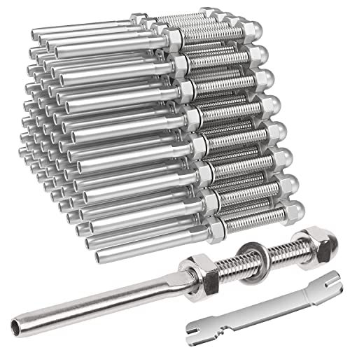 BLIKA 50 Pack Cable Railing Swage Threaded Stud Tension End Fitting Terminal for 1/8" Deck Cable Railing, T316 Stainless Steel, Cable Railing Tensioner 1/8" for 2"x2" Wood/Metal Post - Image 1