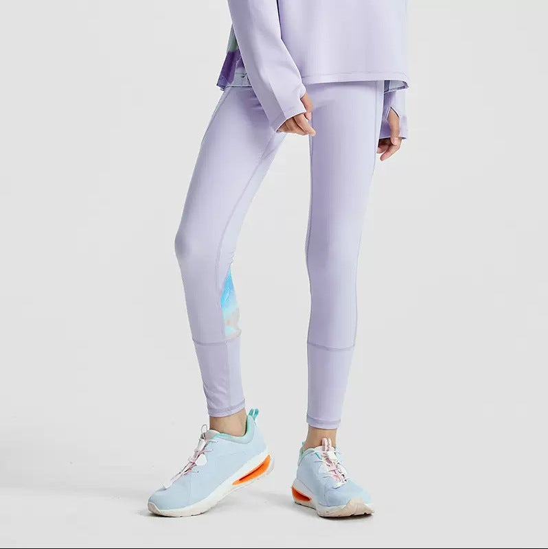 Girls Sports Yoga Pants with Pockets Feather Blue  - Image 3