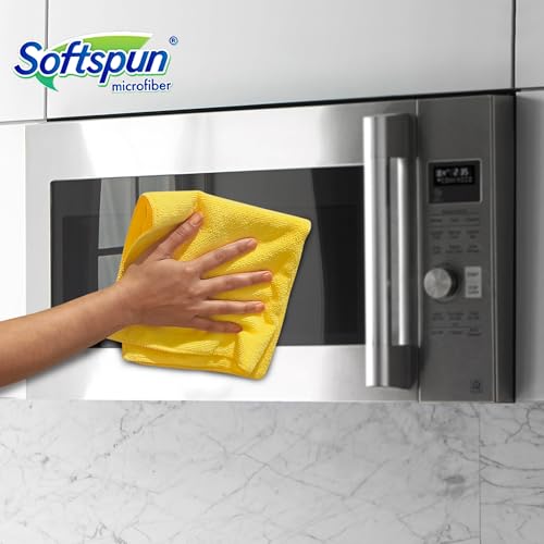 SOFTSPUN Microfiber Cloth (5pcs - 40x60cms -340GSM) Yellow, Super Soft Absorbent Cleaning Towels Cleans & Polishes Everything in Your Home. - Image 3