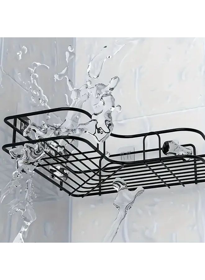 Black Stainless Steel Corner Shower Rack Wall Mounted Bathroom Organizer Rustproof Storage - Image 5