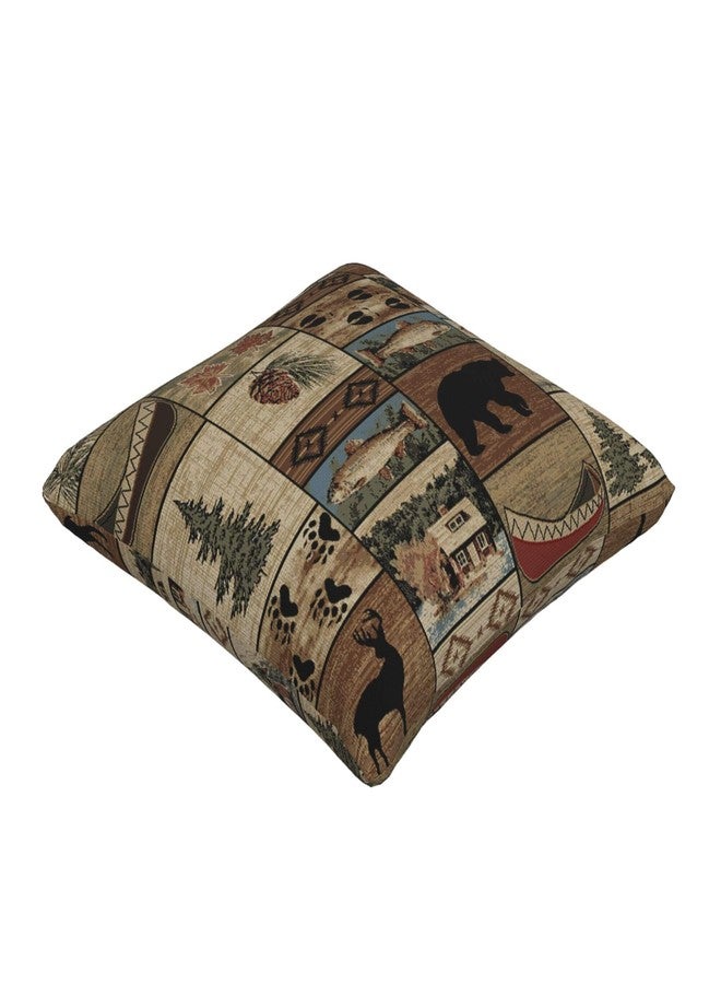 DATANSEN Set of 2 Square 18x18 inch Retro Black Throw Pillow Covers Rustic Lodge Decorative Throw Pillowcase for Home Sofa Thick Cotton Linen Cushion Cases (45x45 cm) Rustic Southwestern Patterns - Image 2