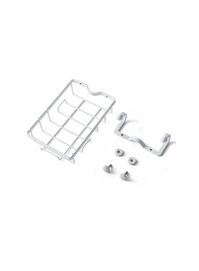1-Piece Kitchen Sink Faucet Rack Sponge Rag Storage Drain Shelf,Bathroom Shower Rod Hanging Iron Basket Soap Dish Shampoo Holder,Colour White - Image 2
