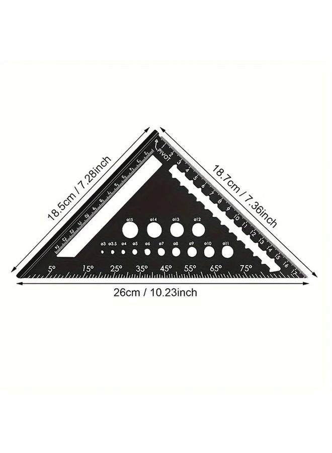 7 Inch Red Metric Inch Multifunctional Triangle Ruler Woodworking Measuring Tool - Image 3