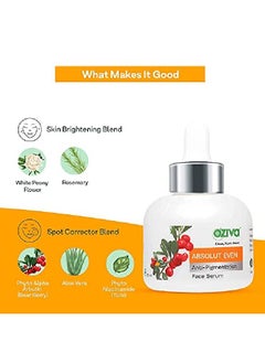 OZiva Absolut Even Antipigmentation Face Serum (With Phyto Niacinamide Phyto Alpha Arbutin Aloe Vera Rosemary) For Hyperpigmentation Dark Spot Correction  - Image 4