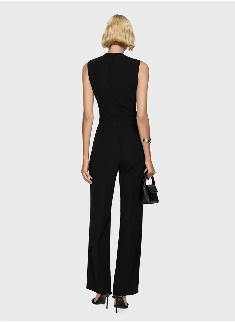 مانجو Long Jumpsuit With Crossover Detail