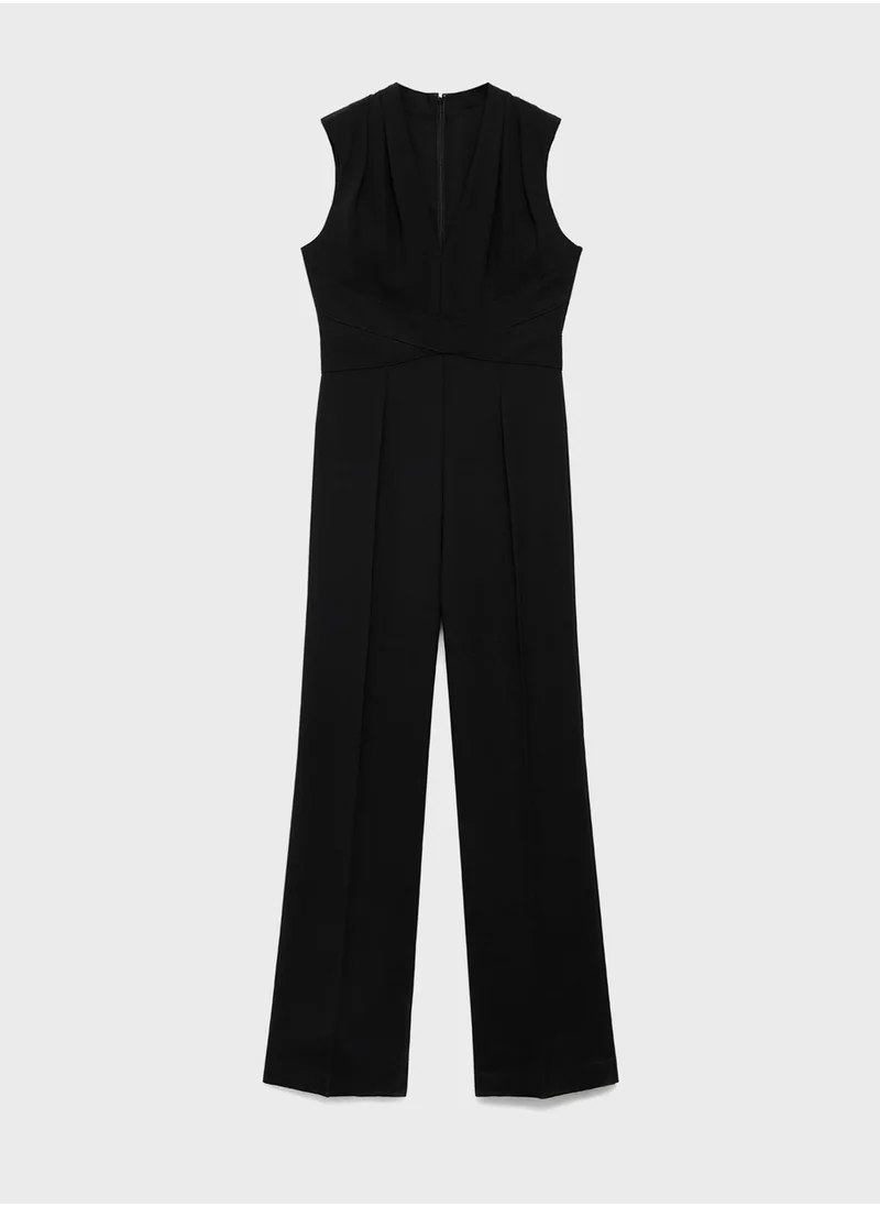 مانجو Long Jumpsuit With Crossover Detail