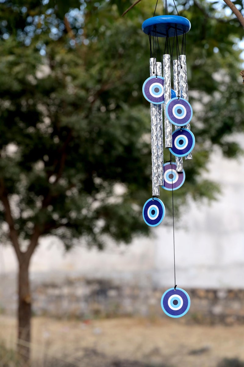 VIKACRAFT Evil Eye Wind Chime 27 Inch | Nazar Battu Hanging for Home Protection & Good Luck | Decorative Wind Chimes for Balcony, Living Room & Bedroom | Ideal Housewarming & Birthday Gift - Image 4