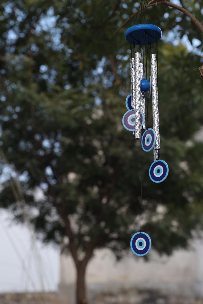 VIKACRAFT Evil Eye Wind Chime 27 Inch | Nazar Battu Hanging for Home Protection & Good Luck | Decorative Wind Chimes for Balcony, Living Room & Bedroom | Ideal Housewarming & Birthday Gift - Image 3