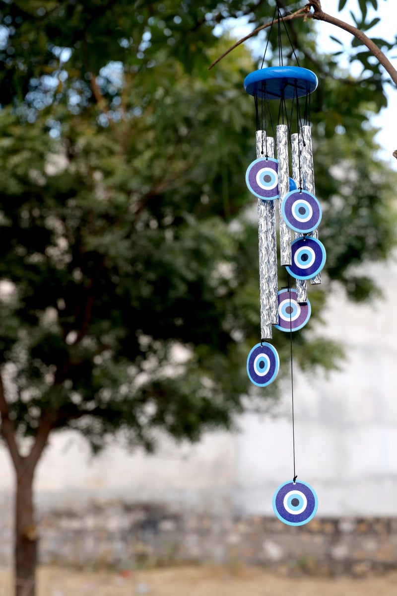 VIKACRAFT Evil Eye Wind Chime 27 Inch | Nazar Battu Hanging for Home Protection & Good Luck | Decorative Wind Chimes for Balcony, Living Room & Bedroom | Ideal Housewarming & Birthday Gift - Image 2