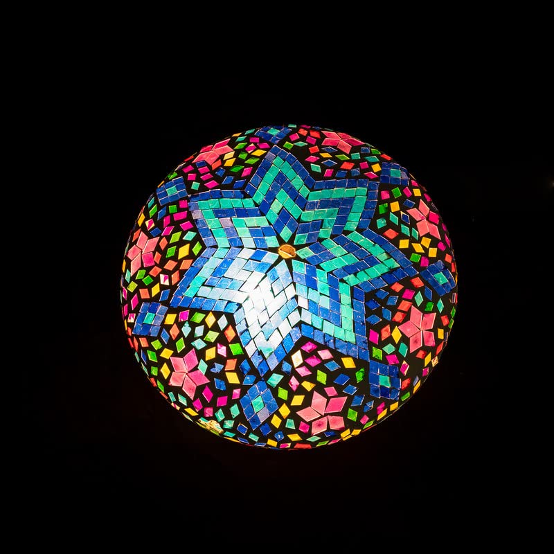 earthenmetal Star Design Mosaic Coloured Glass Ceiling Light - Image 2