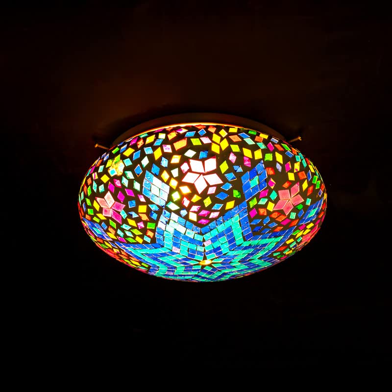 earthenmetal Star Design Mosaic Coloured Glass Ceiling Light - Image 1