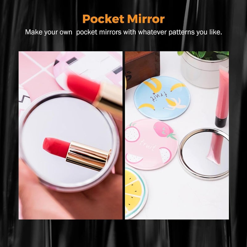 BEAMNOVA 100 Sets of Pocket Mirrors 75mm / 2.95 in (Approx. 3 inch) Round Button Parts Supplies for Button Maker Machine - Image 2
